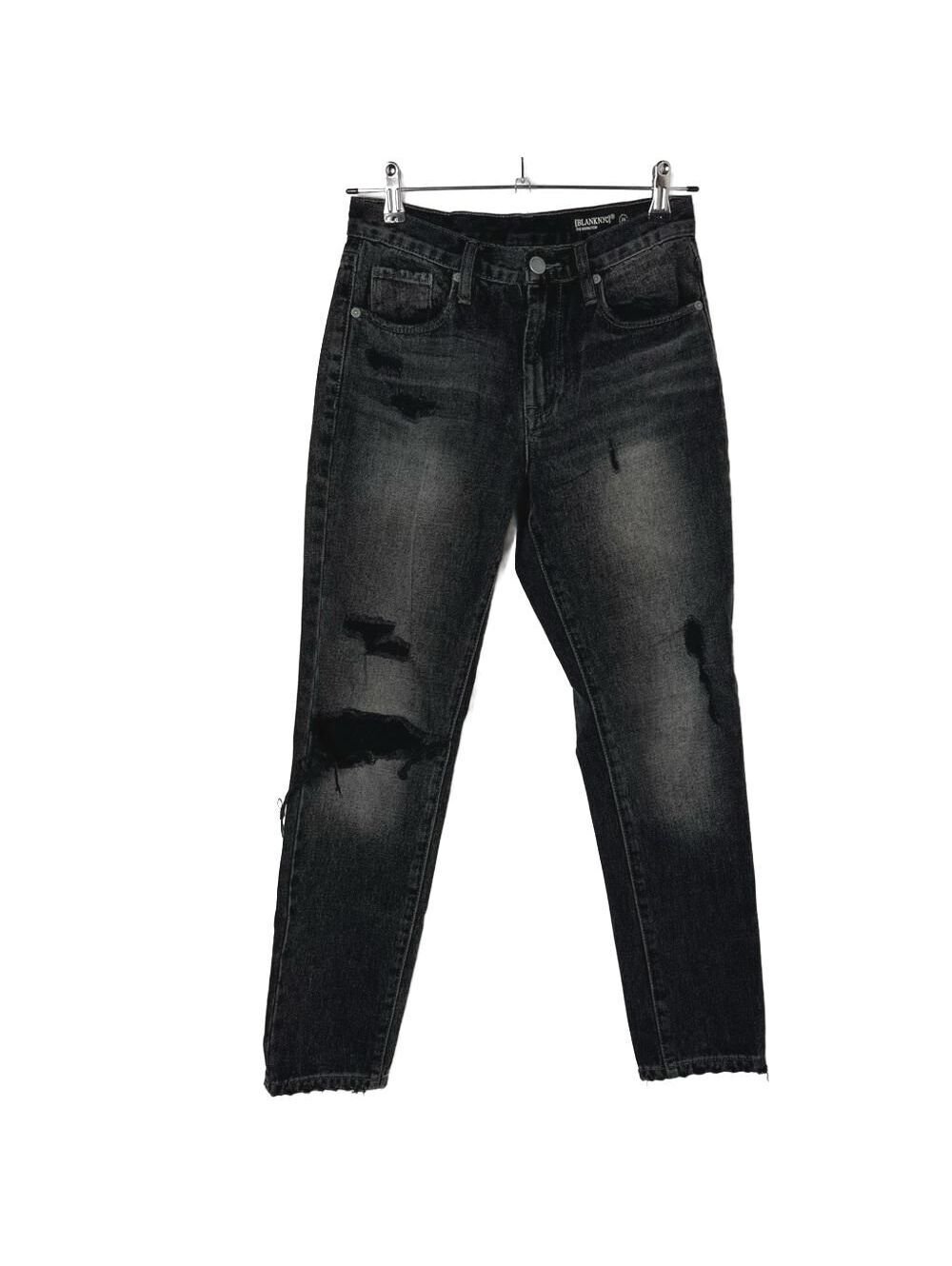 BLANKNYC The Rivington High Rise Tapered Jeans 26 Black Distressed Destroyed